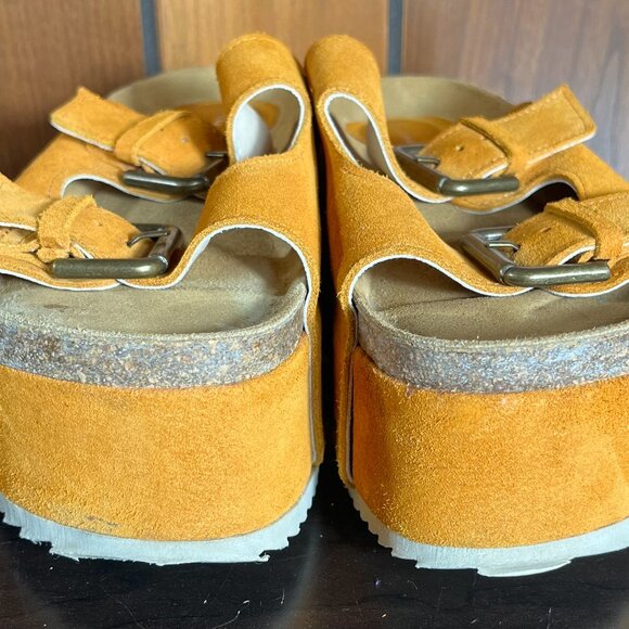 Free People Intentionally Blank Rule Breaker Sandal Marigold Suede 39/8.5 - VGC - Picture 3 of 8